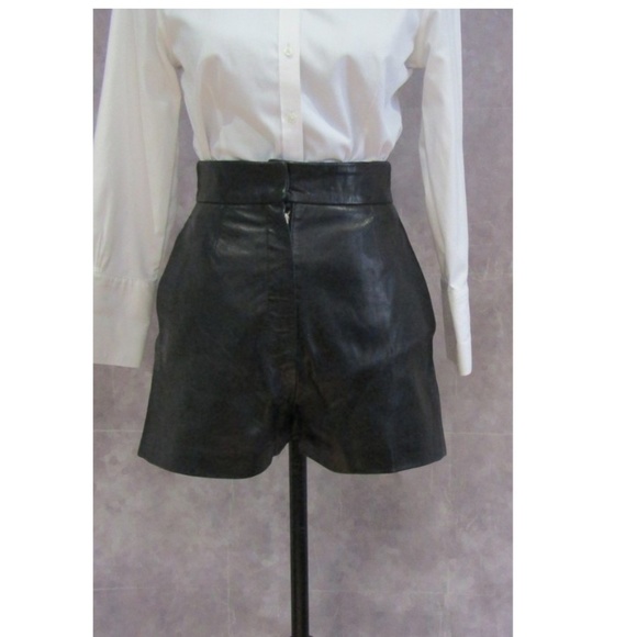 Valentino Pants - NEW Valentino Black Horse Skin Leather Shorts Sz 6